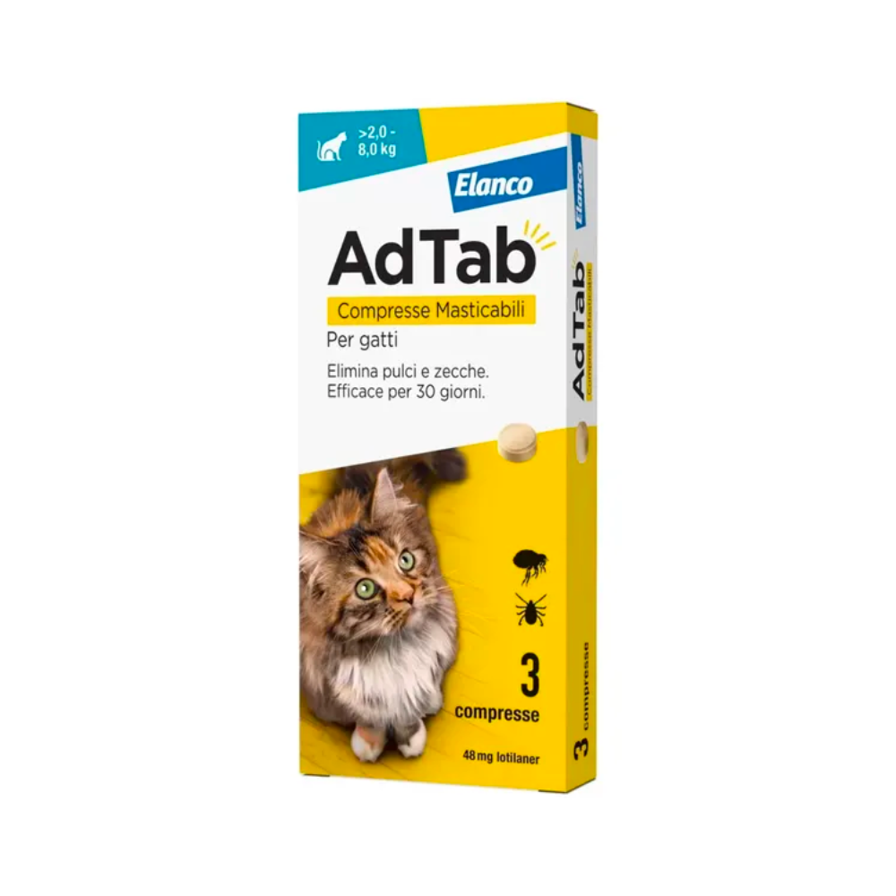 AdTab Per Gatti 2-8kg 3 Compresse Masticabili 48mg